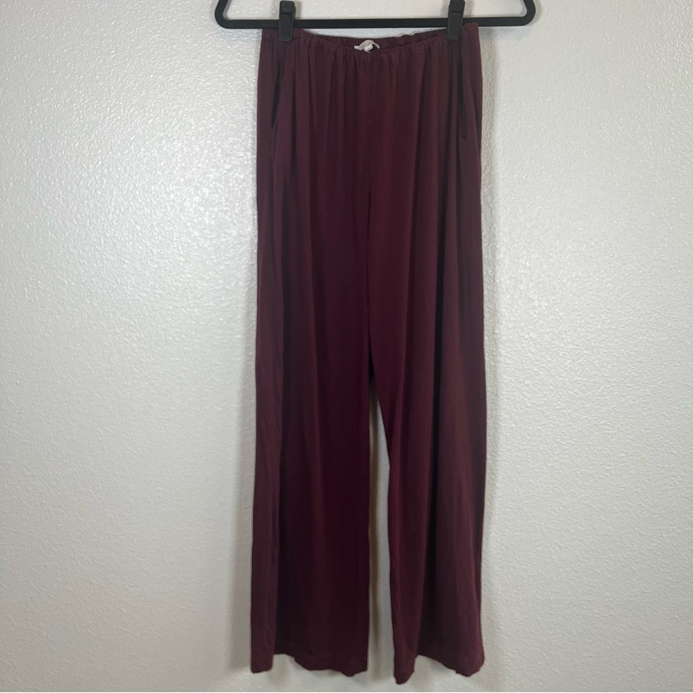 Skin Organic 100% Pima Cotton Wide-Leg Relaxed Burgundy Pants Women’s 1 - Picture 3 of 8